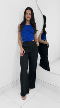 PANTALÓN TIRO ALTO RECTO DOBLE COSTURA NEGRO