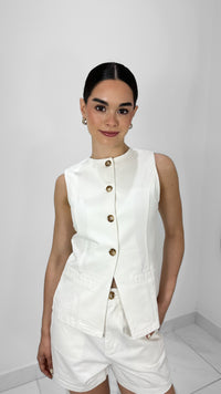 CONJUNTO CHALECO BLANCO DENIM