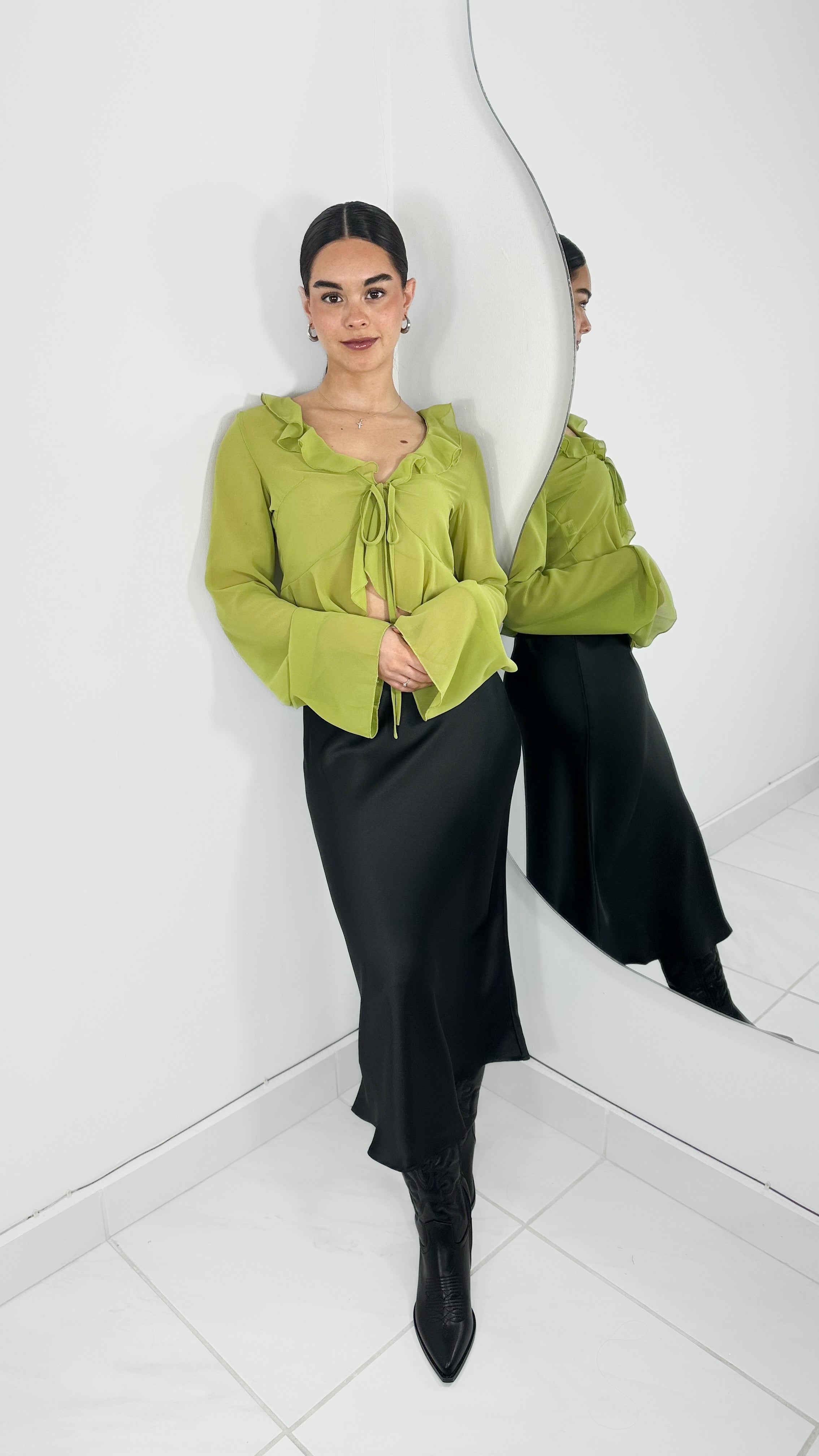 BLUSA VOLANTES BOHO VERDE
