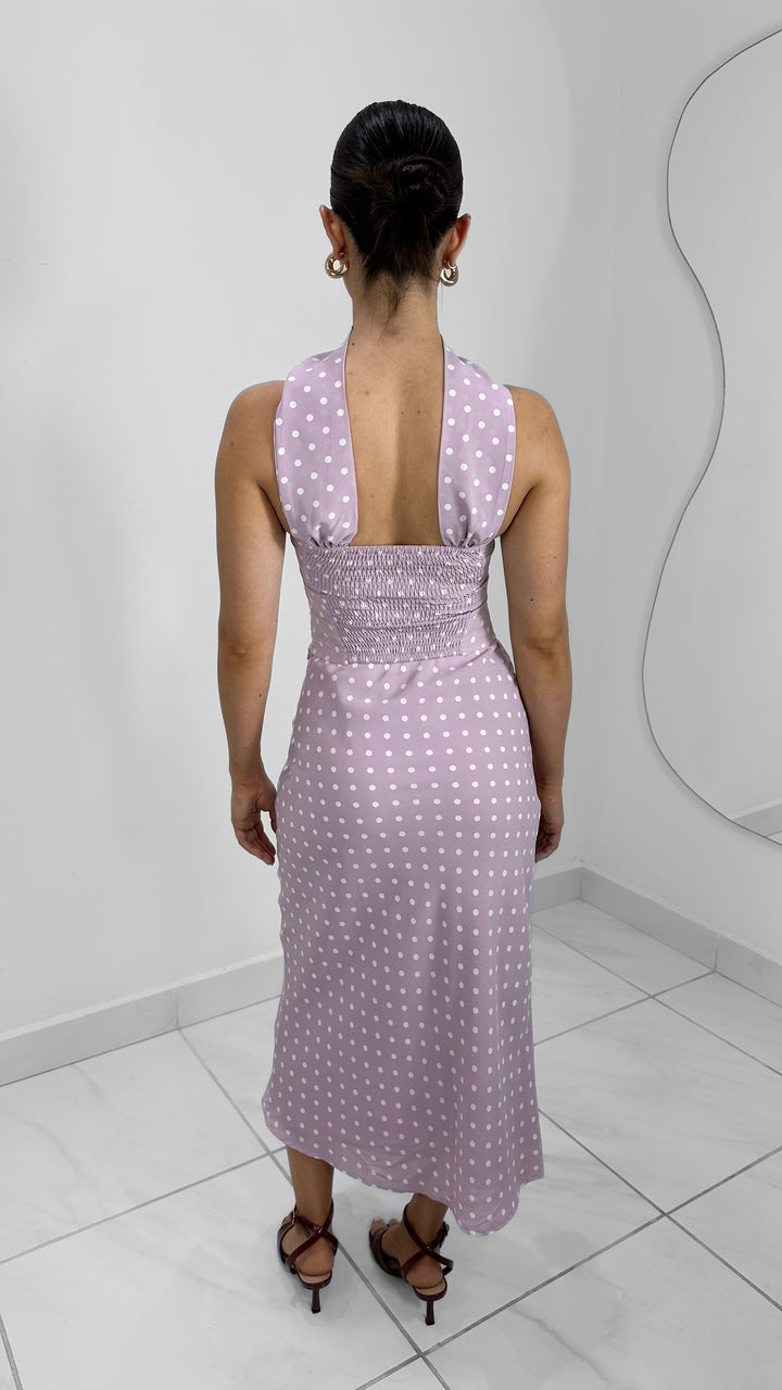 FALDA MIDI POLKA DOT PINK