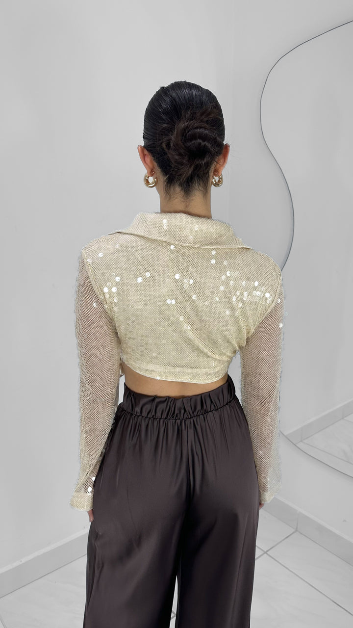 BLUSA MANGA LARGA IVORY SEQUIN