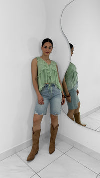 BLUSA HALTER BOHO SAGE