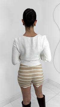 SHORT KNITTED IVORY & KHAKI RAYADO