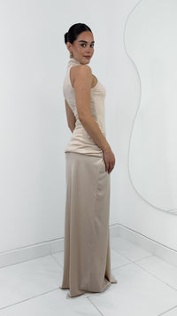 THE RIVER SAND DRESS - VESTIDO LARGO EFECTO LAZO HALTER ARENA