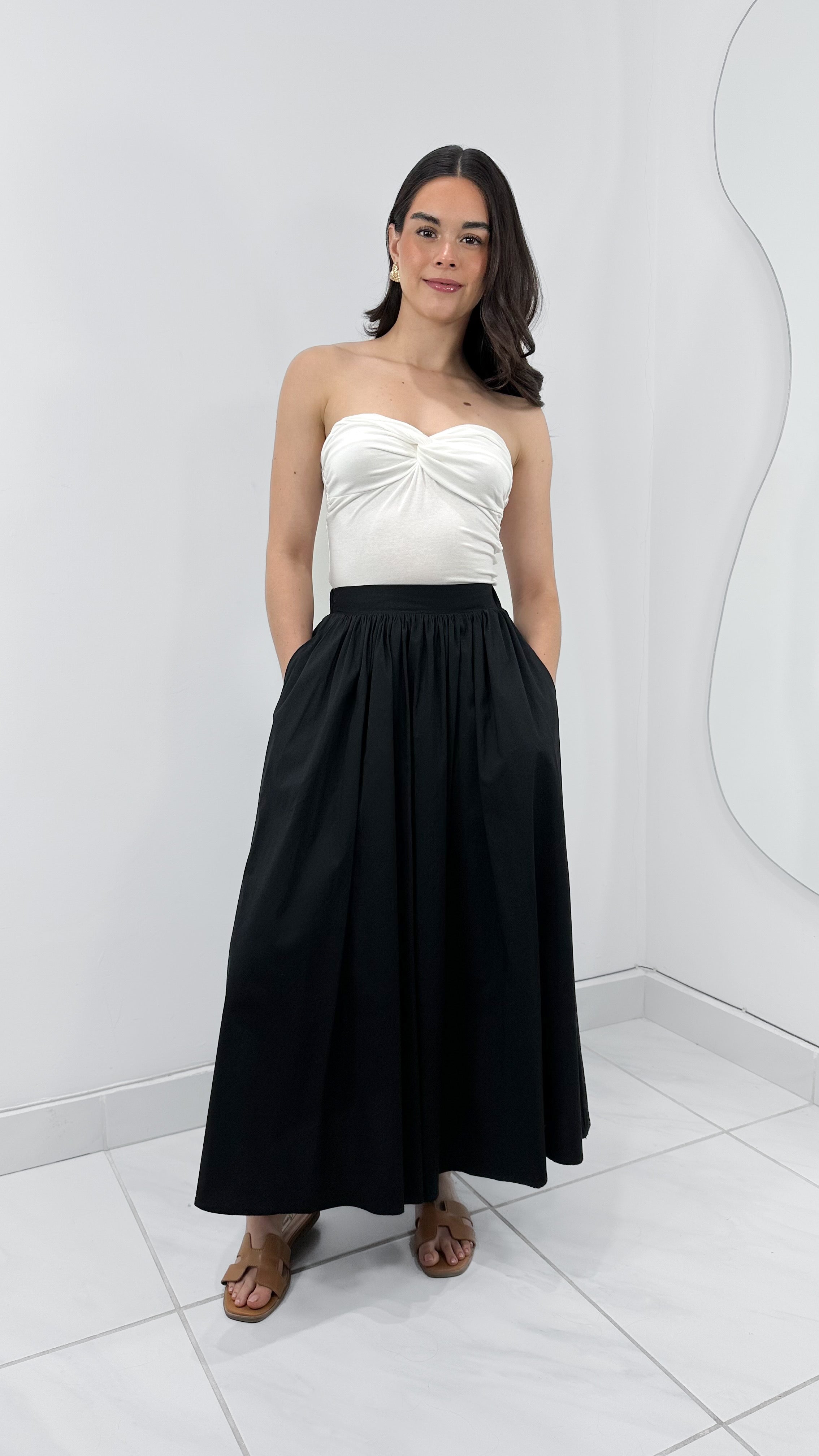 MAXI FALDA FRESH SUMMER LISA TIRO ALTO ALL BLACK