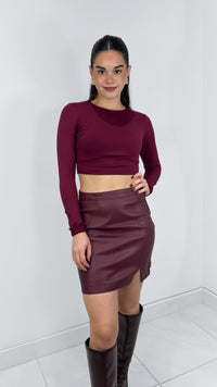 TOP CROPPED DOBLE TELA BURGUNDY