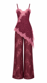 SET DE ESTAMPADO ROSA CON ENCAJE