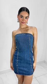 VESTIDO DENIM CORTO CON REMACHES