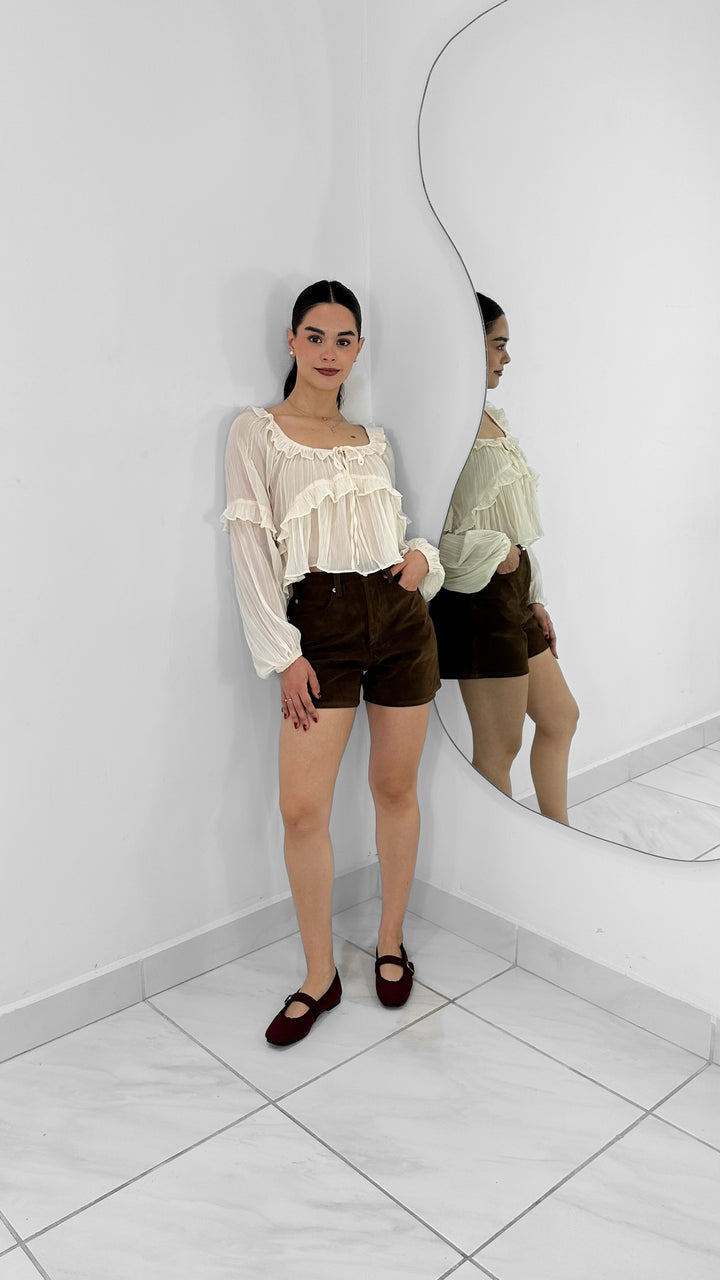 BLUSA BOHO CON OLANES BLANCA