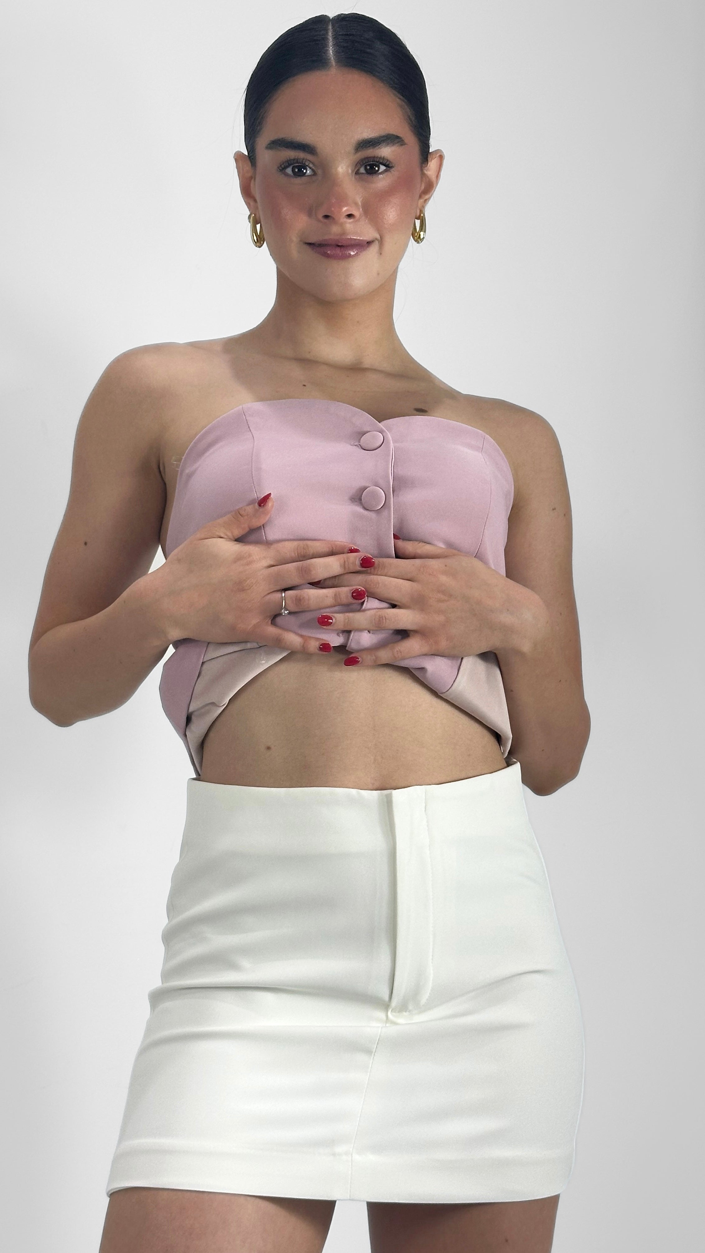 SHORT FALDA TIRO ALTO BLANCO
