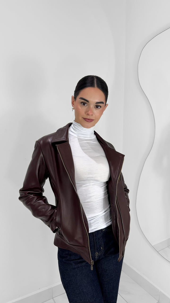 CHAMARRA DE PIEL GENUINA VINO