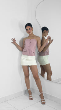 TOP STRAPLESS EFECTO SASTRE PALE-PINK