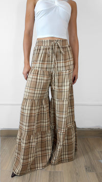PANTALÓN DE CUADROS CAMEL