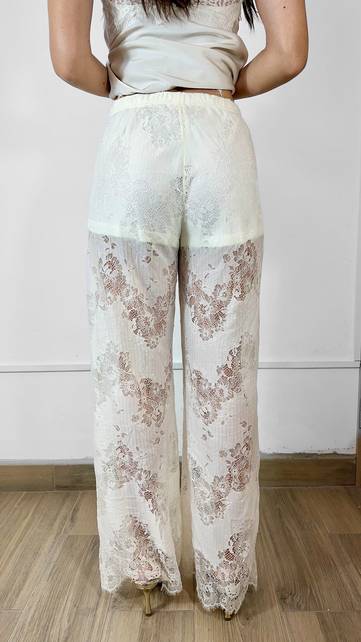SET BLANCO DE SATÍN CON ENCAJE