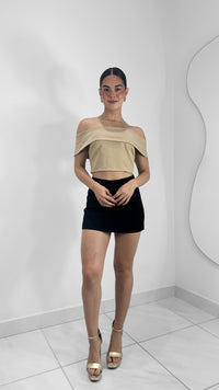 TOP CORTO OFF SHOULDER BEIGE