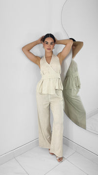 PANTALÓN RECTO LINO ARENA