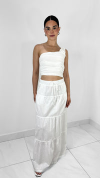 MAXI FALDA DE LINO BLANCA