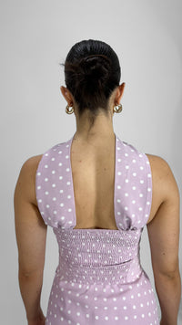 TOP STRAPLESS POLKA DOT PINK CON BUFANDA