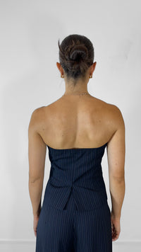 BLUSA STRAPPLE NAVY DE RAYAS (SET)