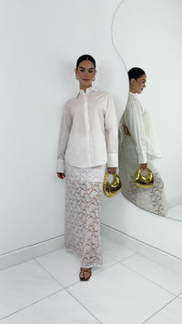 MAXI FALDA ENCAJE CON SHORT INCLUIDO BLANCA