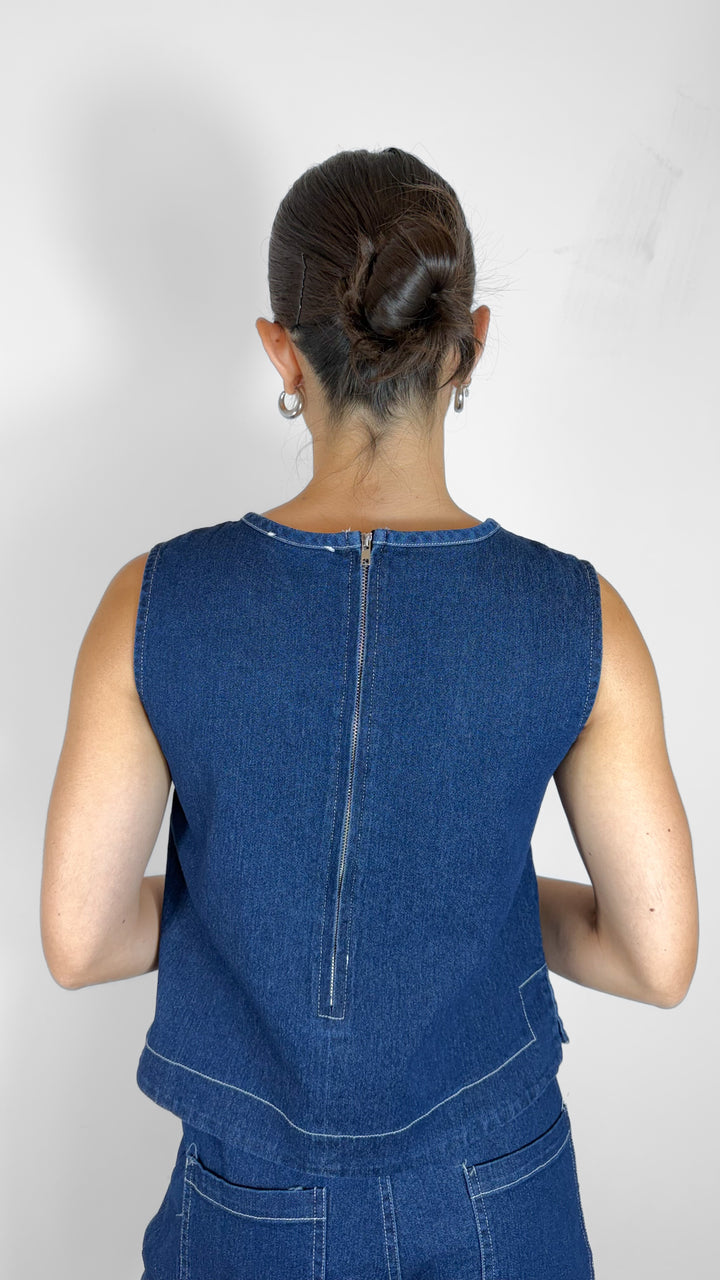 TOP DENIM SIN MANGAS (SET)