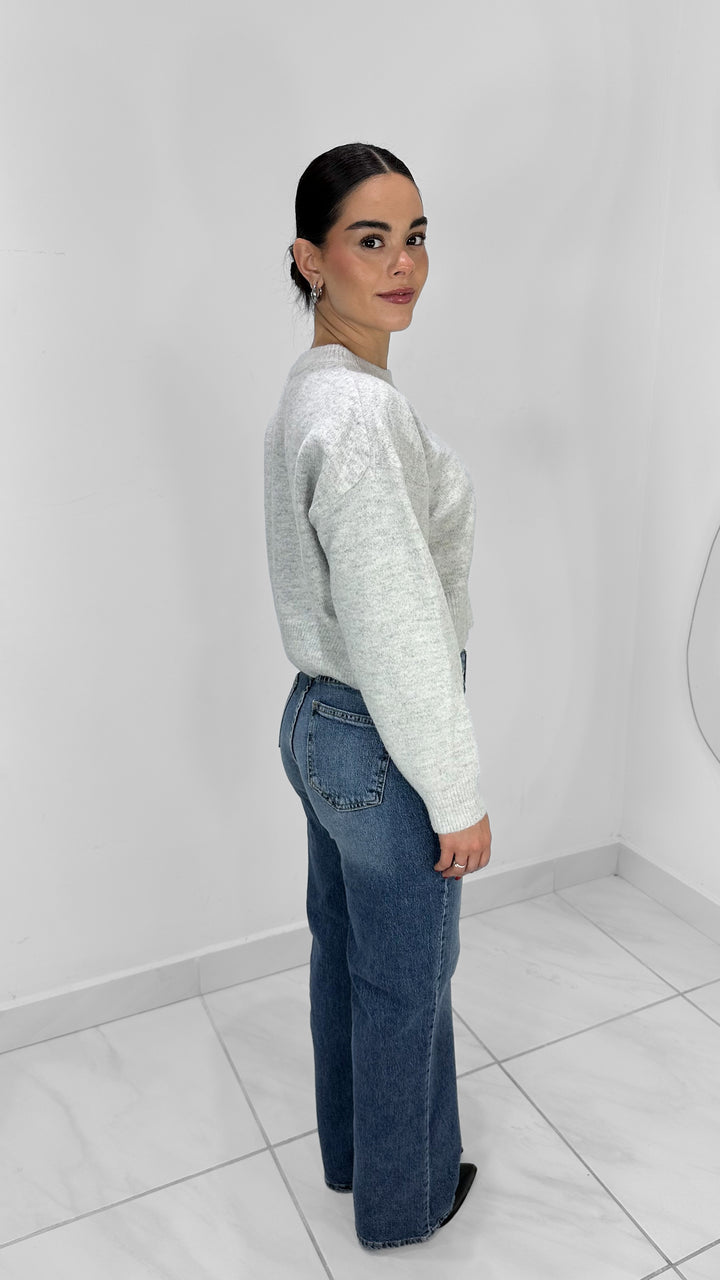 SUÉTER CORTO MANGA LARGA GRIS