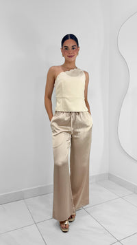PANTALÓN RECTO SATIN CHAMPAGNE