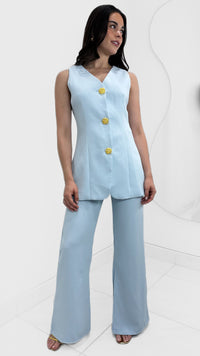 MAXI CHALECO BOTONES DORADOS BABY BLUE