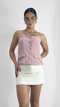 TOP STRAPLESS EFECTO SASTRE PALE-PINK
