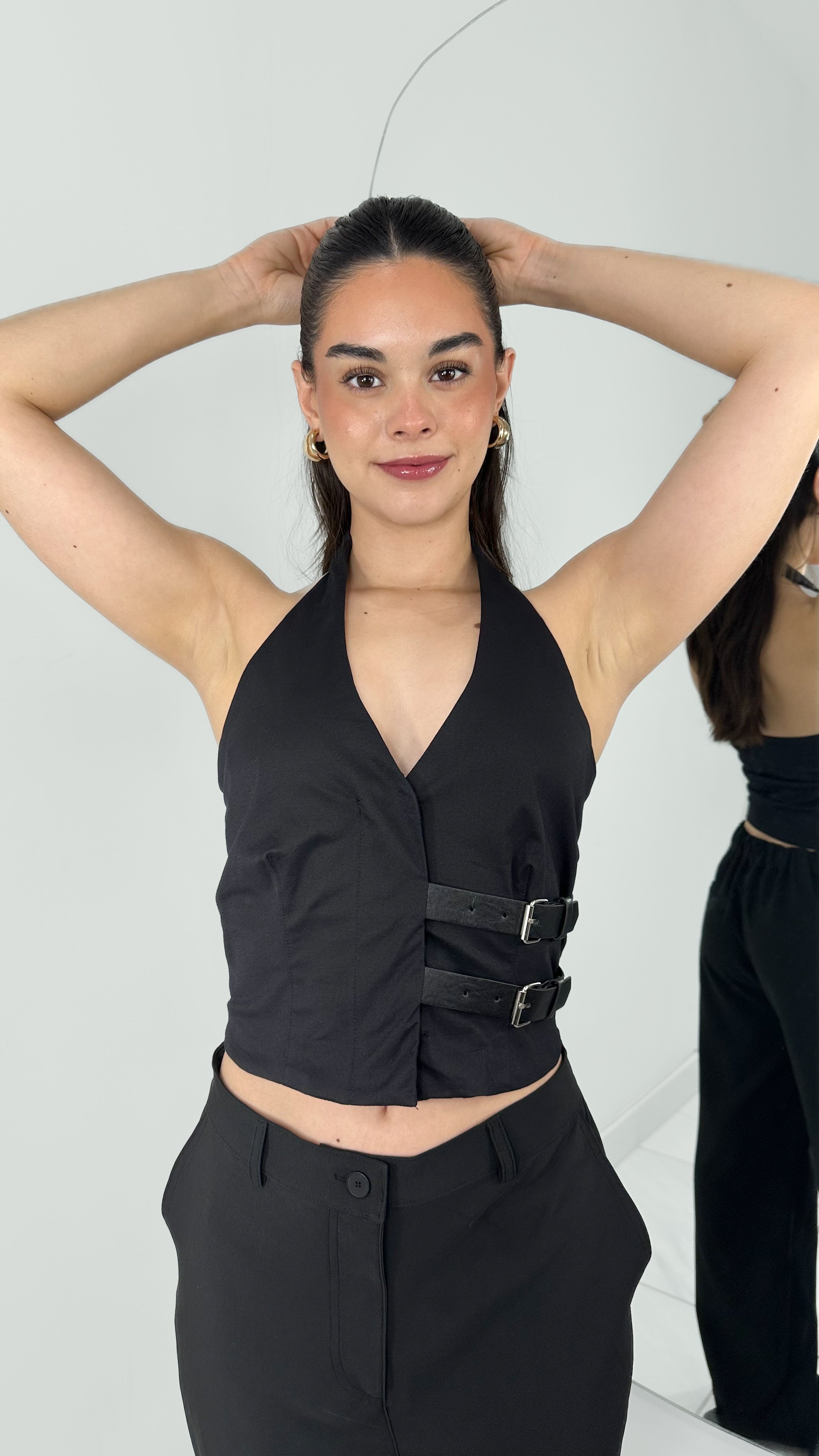 BLUSA HALTER DOBLE CINTO