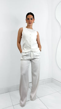 PANTALÓN TIRO ALTO FORMAL BLANCO RECTO