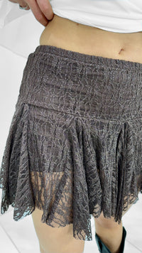 FALDA CORTA BOHO CAFE CHOCOLATE BRILLOSA