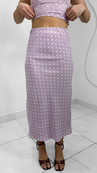 FALDA MIDI POLKA DOT PINK