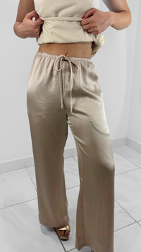 PANTALÓN RECTO SATIN CHAMPAGNE