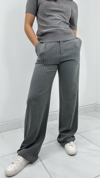 B HIGH WAISTED STRIPED PANTS - GREY
