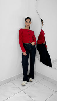 TOP SUÉTER OFF SHOULDER ROJO