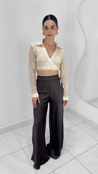 BLUSA MANGA LARGA IVORY SEQUIN