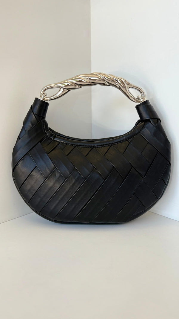 BOLSO DE MANO TEJIDO CON AGARRADERA DE METAL