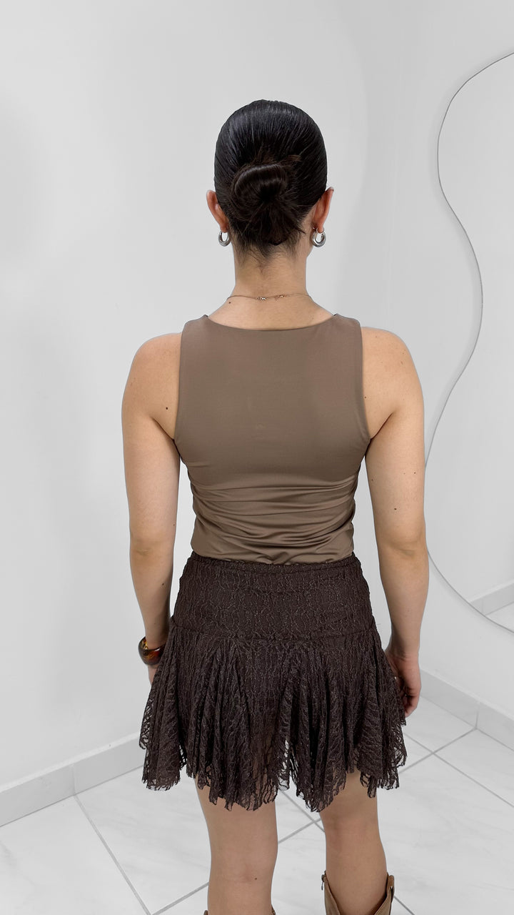 BODYSUIT HALTER MOCHA