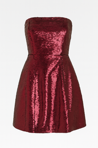 VESTIDO ROJO STRAPLESS DE LENTEJUELAS