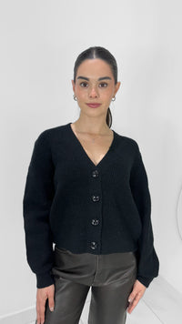 CARDIGAN TEJIDO CON BOTONES MANGA LARGA NEGRO