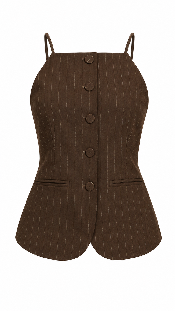 BLUSA CAPRI CAFÉ DE RAYAS “SET”