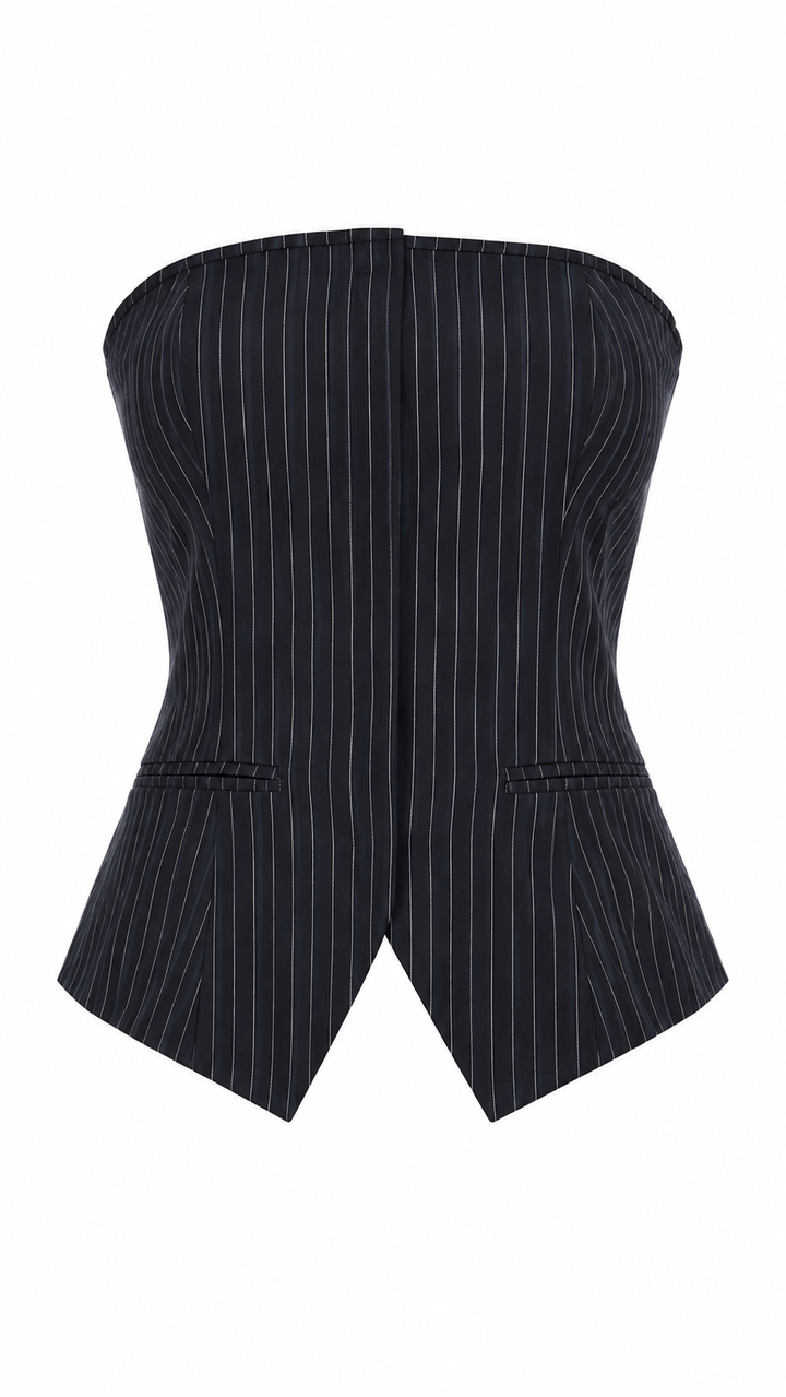 BLUSA STRAPPLE NAVY DE RAYAS “SET”