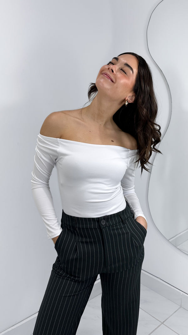 BODYSUIT DOBLE TELA SIN HOMBROS BLANCO