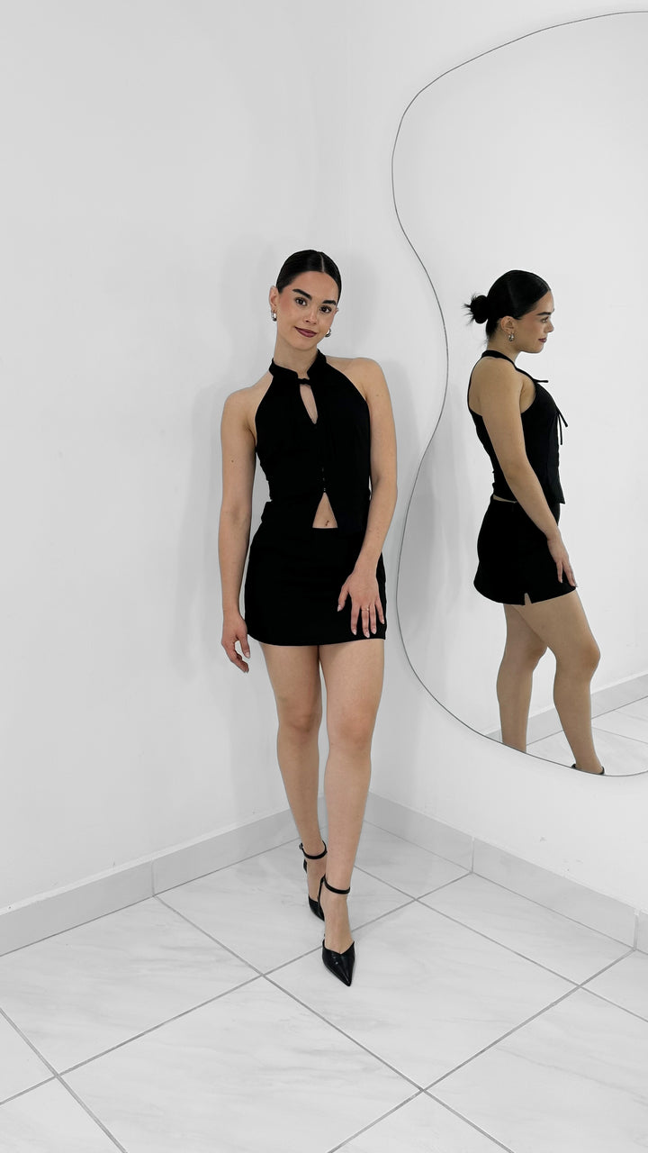 FALDA SHORT LOW WAIST NEGRO