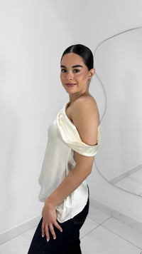 TOP SATIN ASIMETRICA IVORY