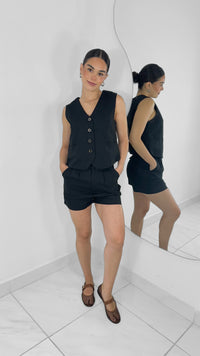 CHALECO DE LINO NEGRO