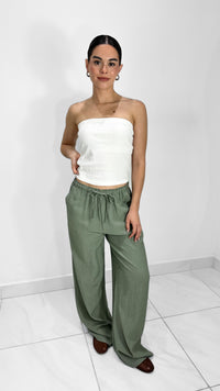 PANTALON FLOWY TIRO MEDIO AJUSTABLE VERDE