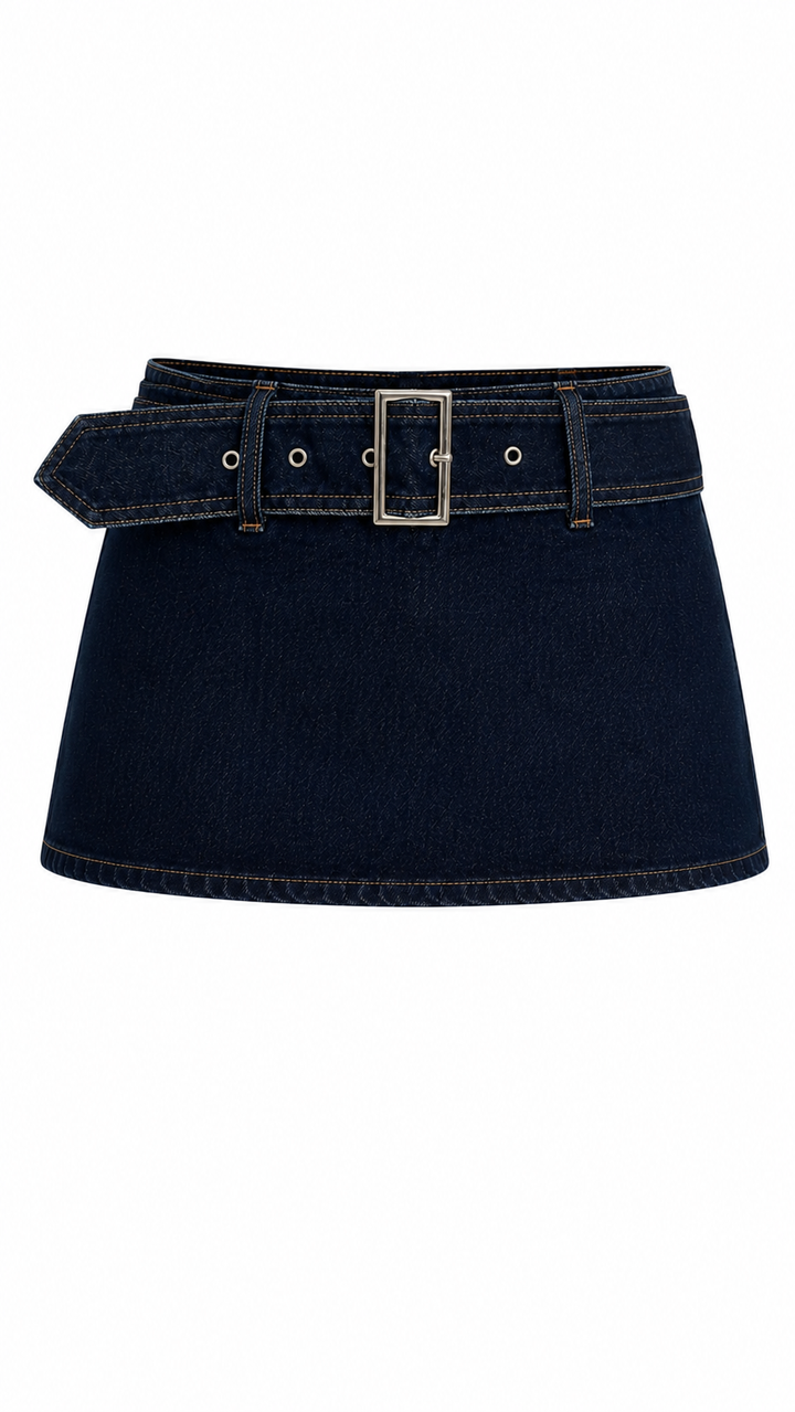 SKORT CON CINTO DARK DENIM