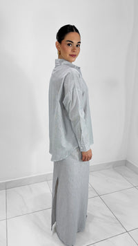 CONJUNTO CAMISA OVERSIZED & MAXI FALDA AZUL